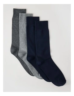 4 Pack Plain Socks in Navy, Grey, & Charcoal