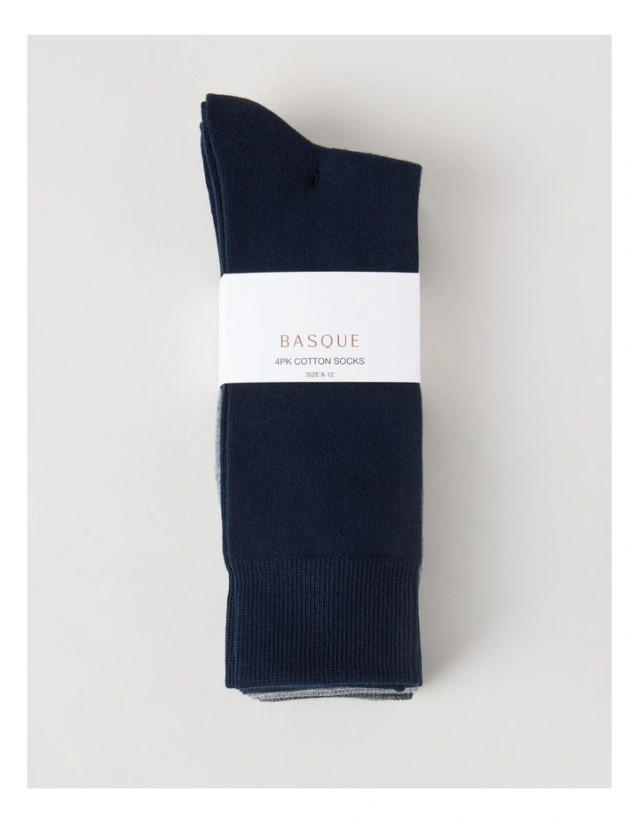 4 Pack Plain Socks in Navy, Grey, & Charcoal image 3