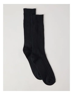 Winter Rib Cotton Socks in Black