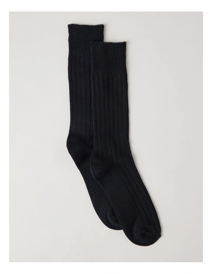 Winter Rib Cotton Socks in Black image 1