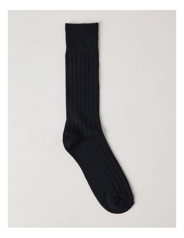 Winter Rib Cotton Socks in Black image 2