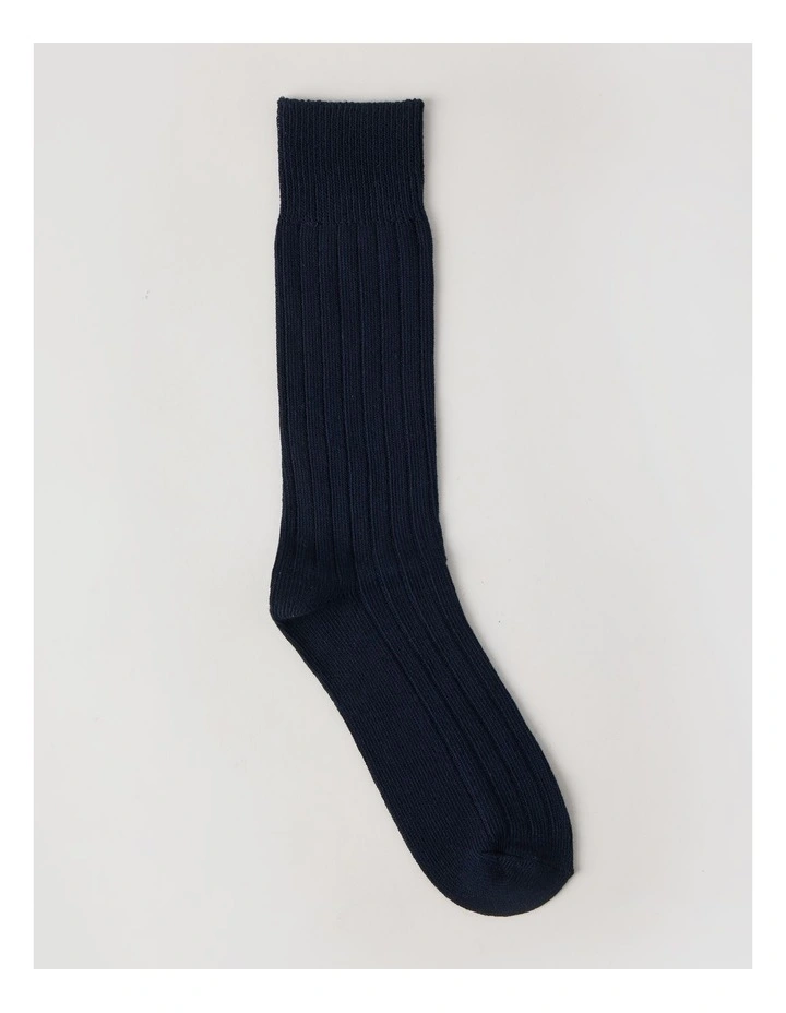 Winter Rib Cotton Socks in Navy image 3