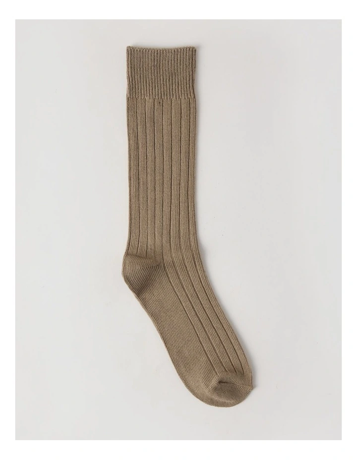 Winter Rib Cotton Socks in Burnt Honey image 3