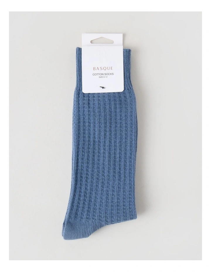 Waffle Cotton Socks in Blue Shadow image 3