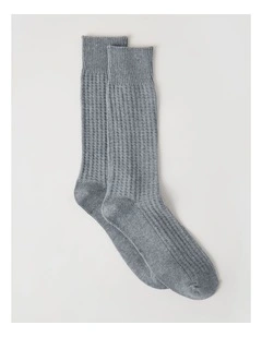 Waffle Cotton Socks in Grey Marle