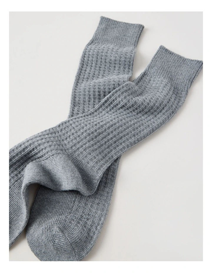 Waffle Cotton Socks in Grey Marle image 2