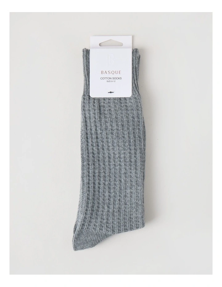 Waffle Cotton Socks in Grey Marle image 3