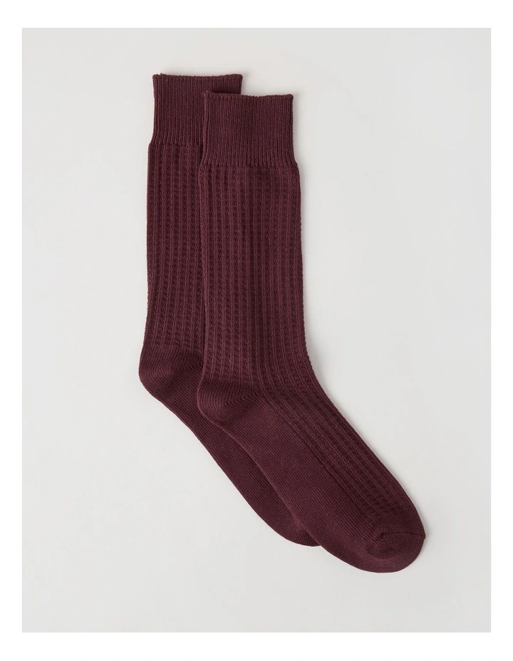 Waffle Cotton Socks in Prune image 1