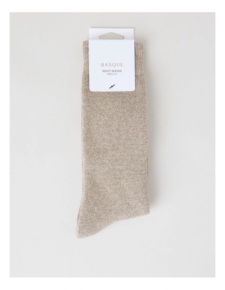 Full Terry Bamboo Boot Socks in Oatmeal image 3
