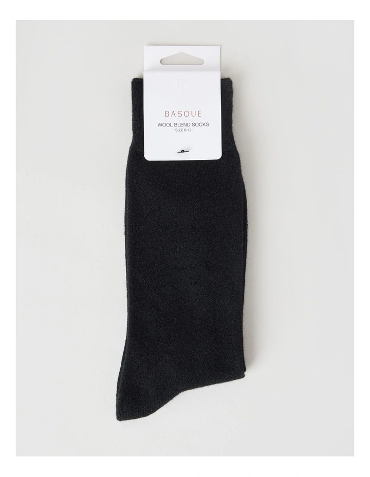 Merino Wool Blend Socks in Black image 3