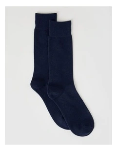 Merino Wool Blend Socks in Navy