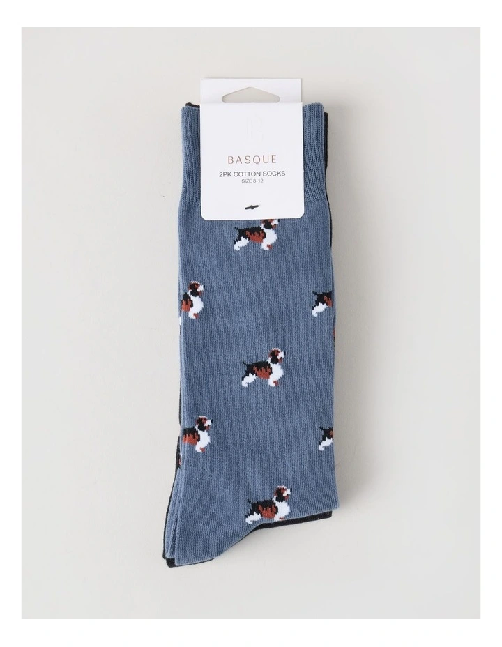 2 Pack Dog Socks in Blue Shadow & Black image 3