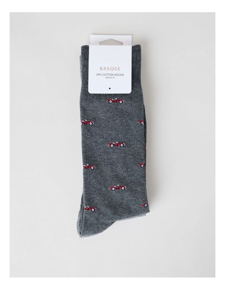 2 Pack Cars Socks in Charcoal Marle & Warm Grey image 3