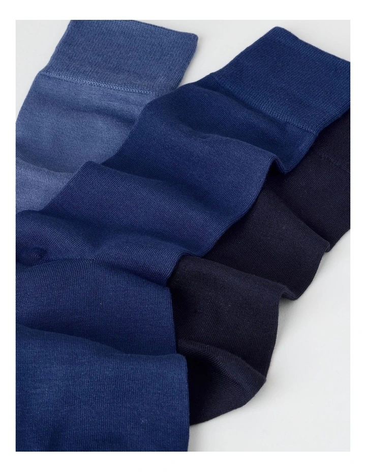 Bamboo Socks 3 Pack in Navy, Smokey Blue, and Shadow Blue image 2