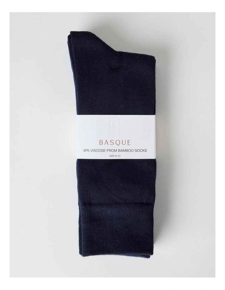 Bamboo Socks 3 Pack in Navy, Smokey Blue, and Shadow Blue image 3
