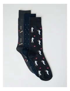 3 Pack Cricket Socks in Charcoal, Navy, and Black