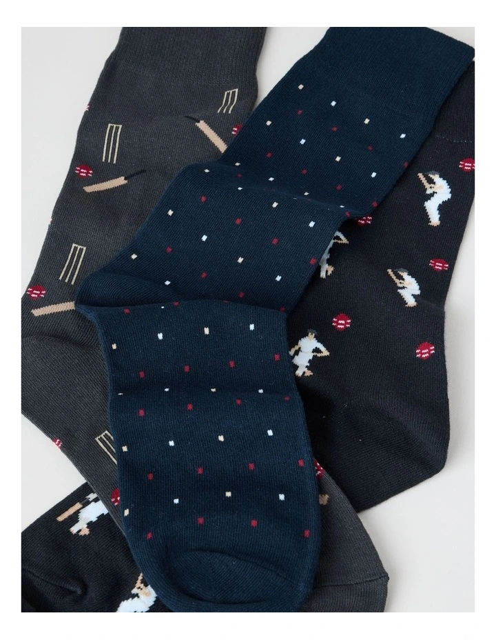 3 Pack Cricket Socks in Charcoal, Navy, and Black image 2