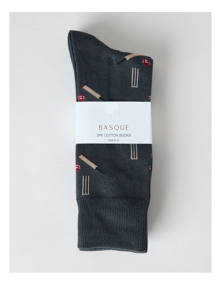 3 Pack Cricket Socks in Charcoal, Navy, and Black image 3