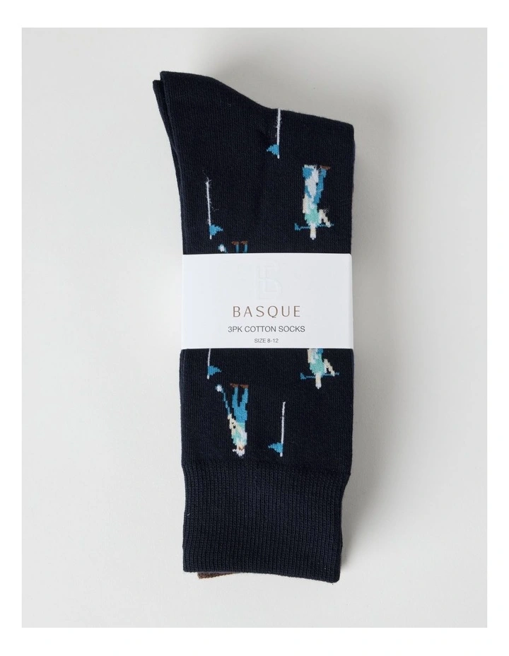 Golf Socks 3 Pack in Navy, Coffee Marle, and Warm Brown image 3