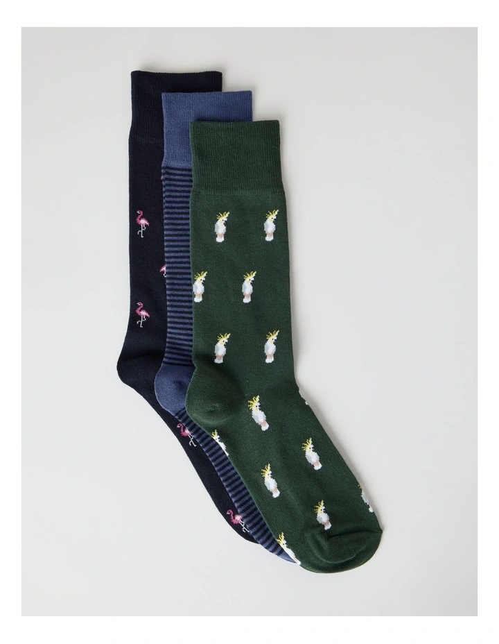 Bird Socks 3 Pack in Navy, Shadow Blue, and Shadow Green image 1