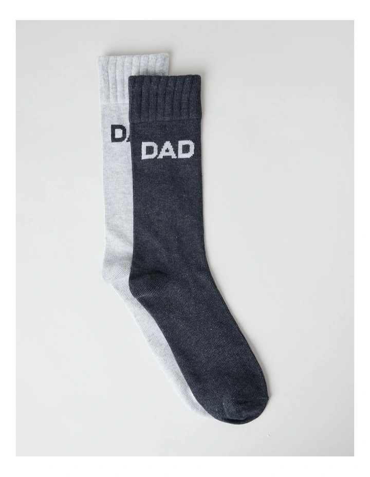 Dad Chunky Socks 2 Pack in Navy and Light Grey Marl image 1