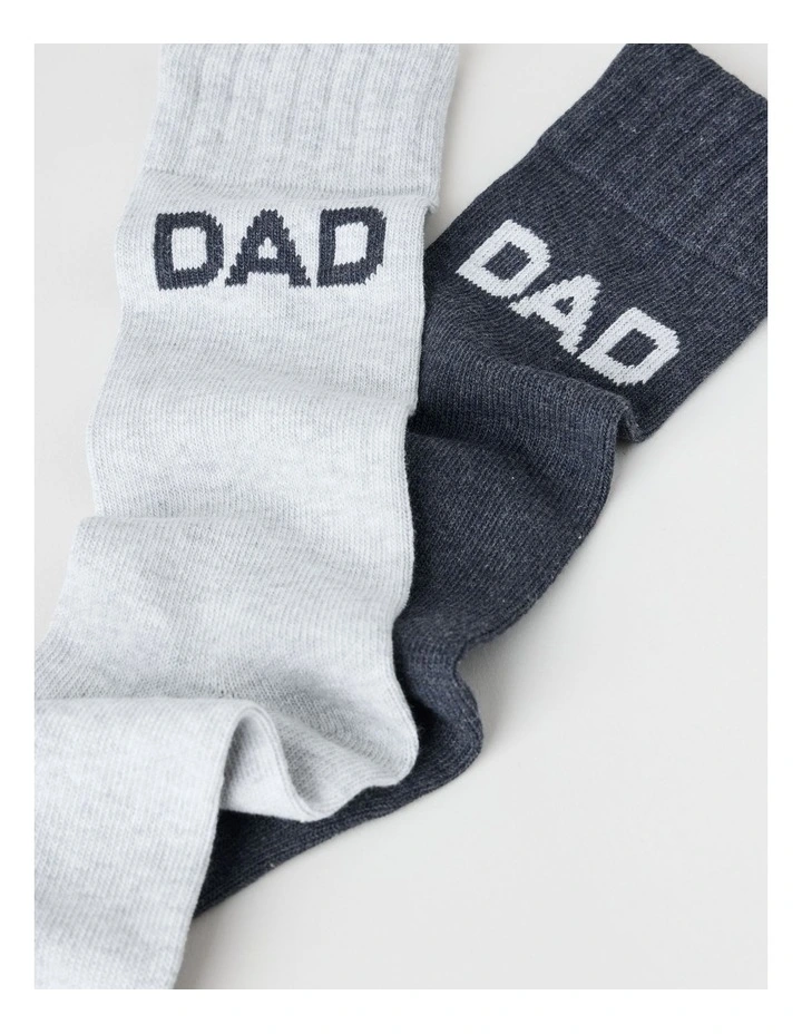 Dad Chunky Socks 2 Pack in Navy and Light Grey Marl image 2
