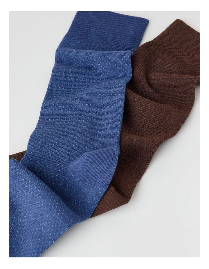 Pinspot Socks 2 Pack in Smokey Blue Seasalt and Brown image 2