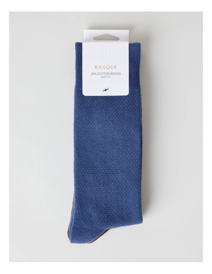 Pinspot Socks 2 Pack in Smokey Blue Seasalt and Brown image 3
