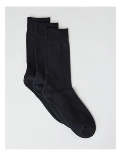 3 Pack Soft Top Comfort Cushion Socks in Black