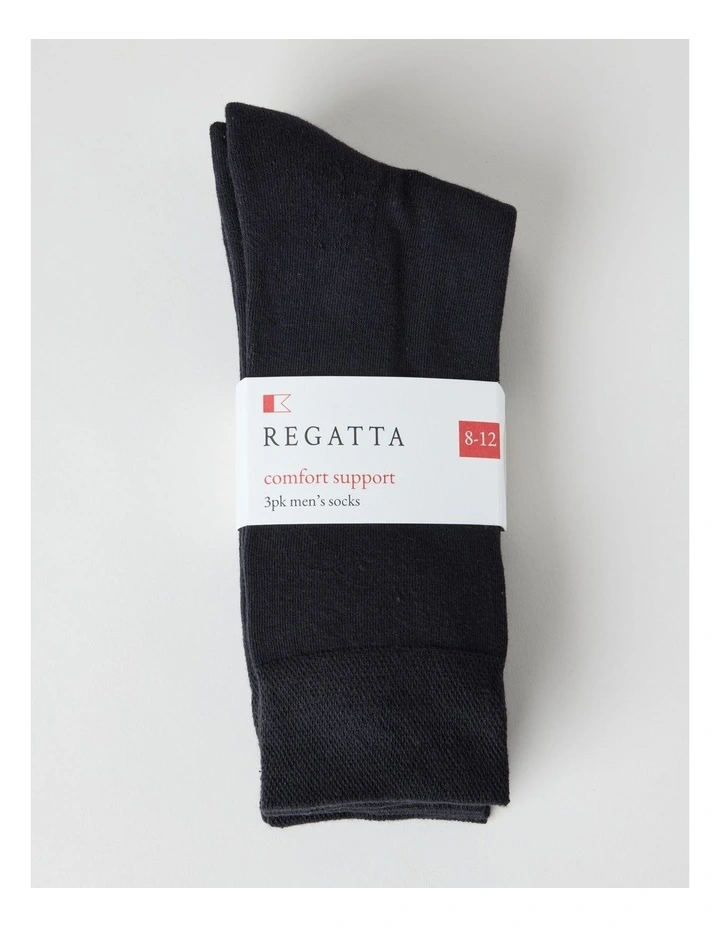 3 Pack Soft Top Comfort Cushion Socks in Black image 3