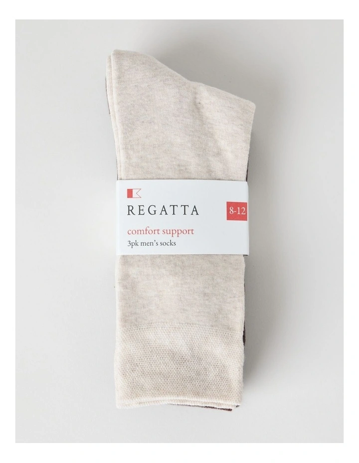3 Pack Soft Top Comfort Cushion Socks in Oatmeal Marle, Powdered Chocolate, and Bark image 3