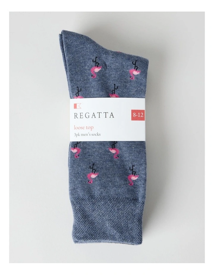 3 Pack Tropical Soft Top Socks in Flamingo, Cockatoo, and Argyle Print image 3