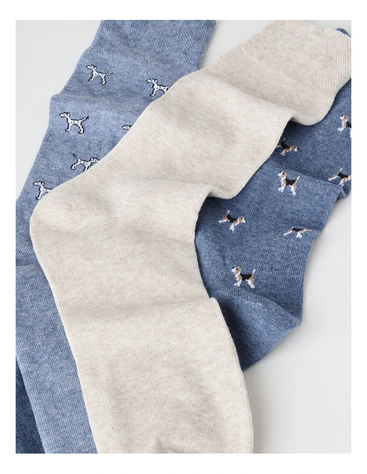 3 Pack Dogs Soft Top Socks in Assorted image 2