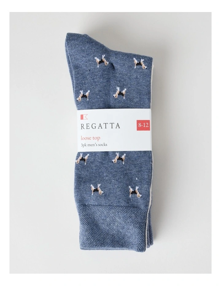 3 Pack Dogs Soft Top Socks in Assorted image 3