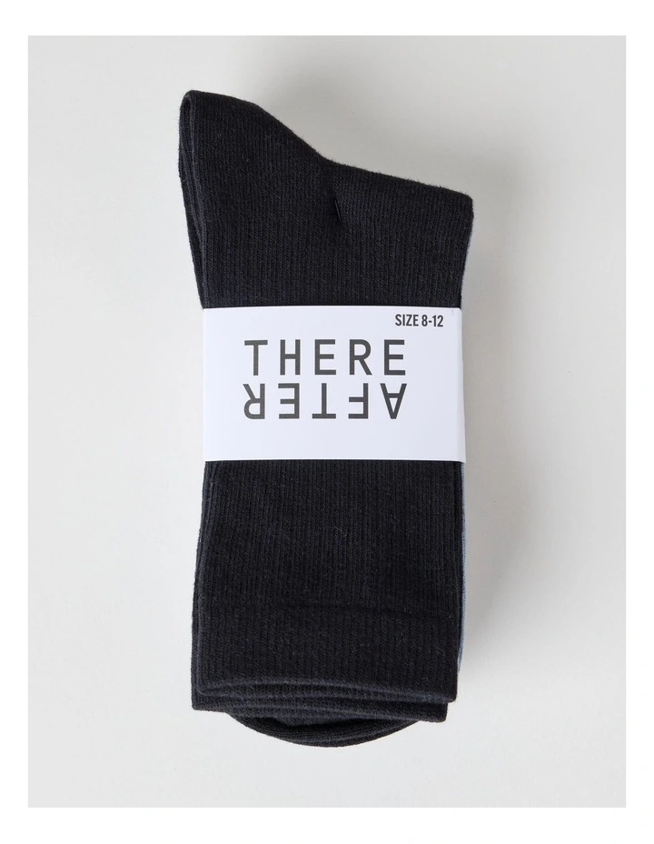 3 Pack Colour Crew Sport Socks in Black, Ice, and White image 3