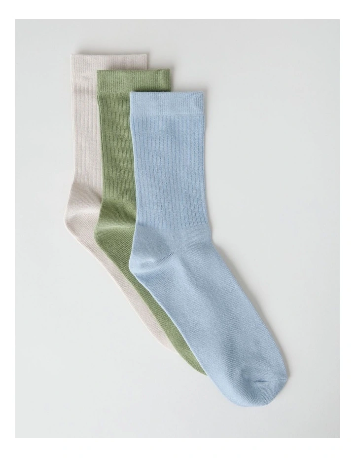 3 Pack Colour Crew Sport Socks in Birch, Gooseberry, and Sky image 1