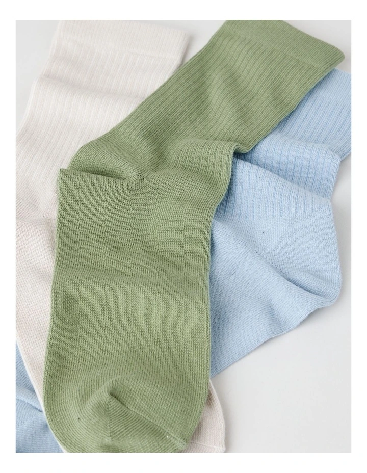 3 Pack Colour Crew Sport Socks in Birch, Gooseberry, and Sky image 2