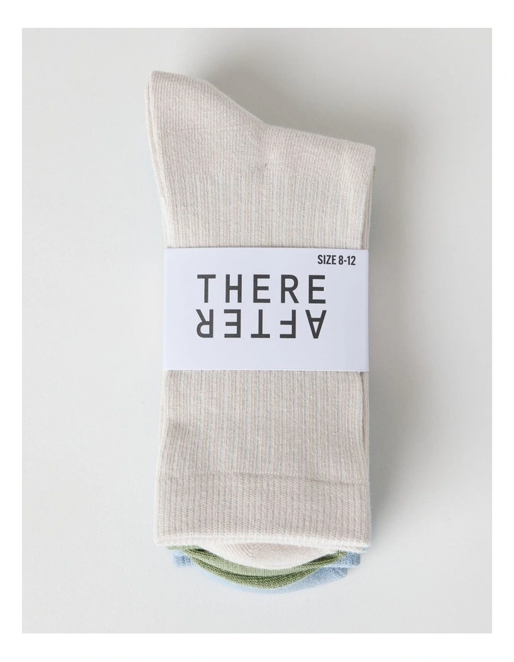 3 Pack Colour Crew Sport Socks in Birch, Gooseberry, and Sky image 3