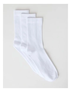 3 Pack Colour Crew Sport Socks in White