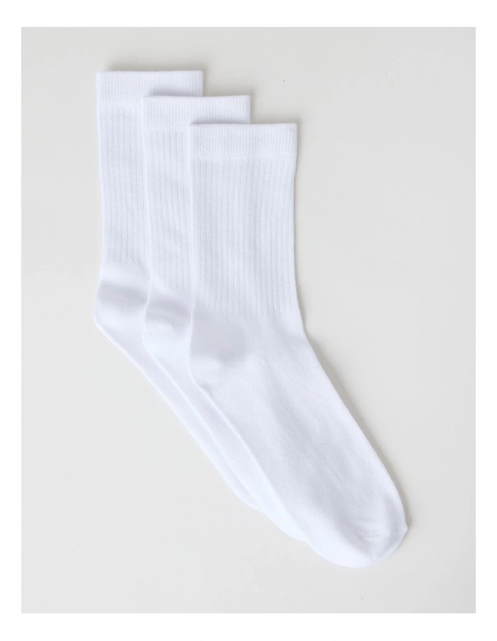 3 Pack Colour Crew Sport Socks in White image 1