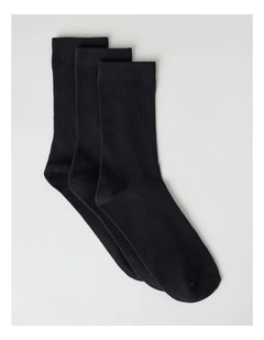 3 Pack Colour Crew Sport Socks in Black