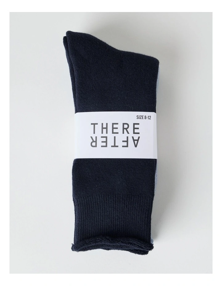 2 Pack Cotton Terry Socks in Navy and Ice image 3