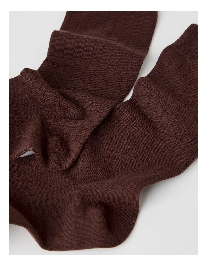 Australian Cotton Wide Rib Socks in Walnut image 2