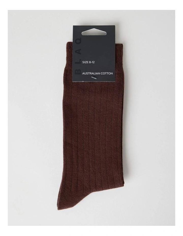 Australian Cotton Wide Rib Socks in Walnut image 3
