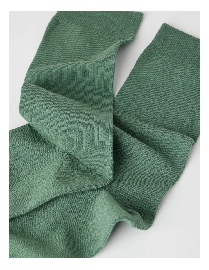 Australian Cotton Wide Rib Socks in Fir Green image 2
