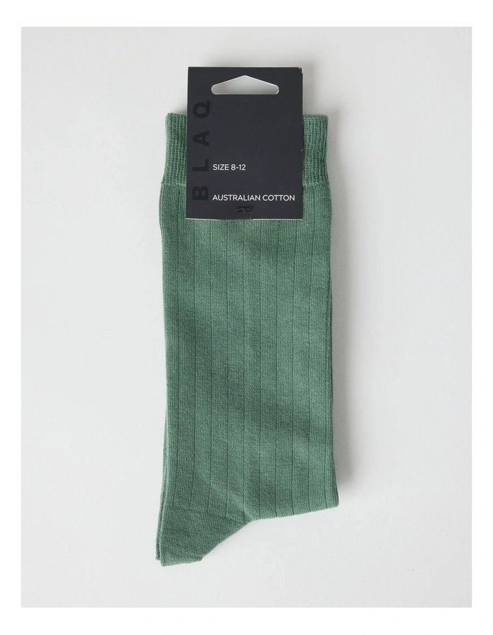 Australian Cotton Wide Rib Socks in Fir Green image 3