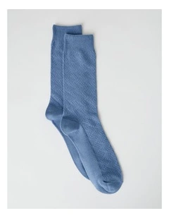 Australian Cotton Textured Socks in Dusk Blue