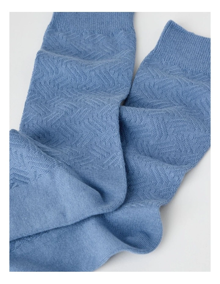 Australian Cotton Textured Socks in Dusk Blue image 2