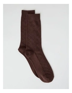 Australian Cotton Textured Socks in Walnut