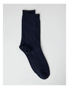 Australian Cotton Textured Socks in Navy